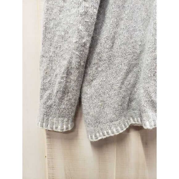 Christopher Banks Poinsettia Cardigan Gray XL Silk Nylon Rabbit Hair Lambs Wool - Picture 8 of 8